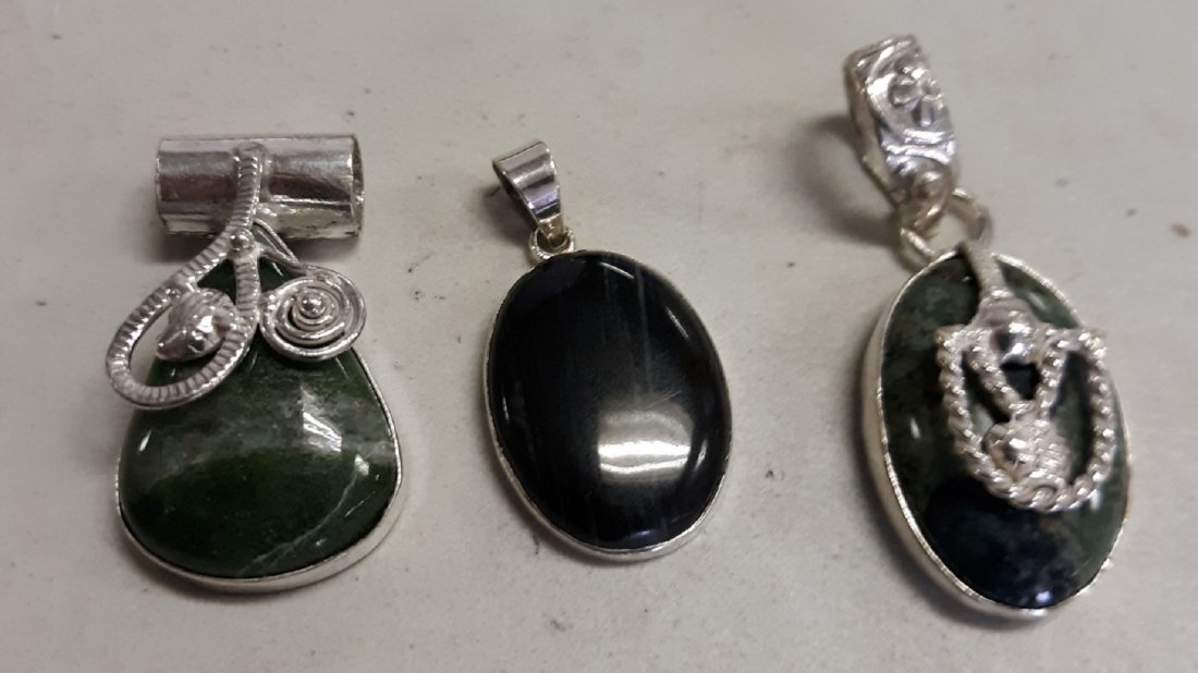 Silver 925 3 pendants 1" - 2" all nice! (1 of 6)