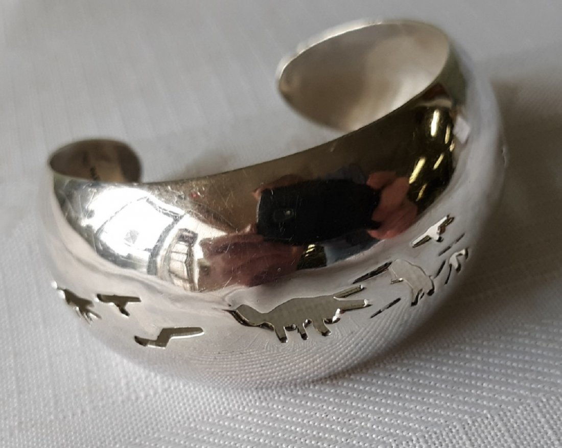Taxco Sterling designer Bracelet Cuff: beautiful estate cuff bracelet signed Mexico with the Taxco designer #TE-JZ? gorgeous! marked 925 beautiful pierce design see pics