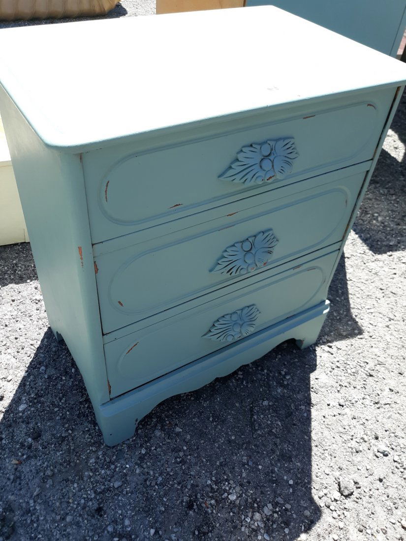 antique oak 3 drawer chest nice Blue! gorgeous (1 of 4)