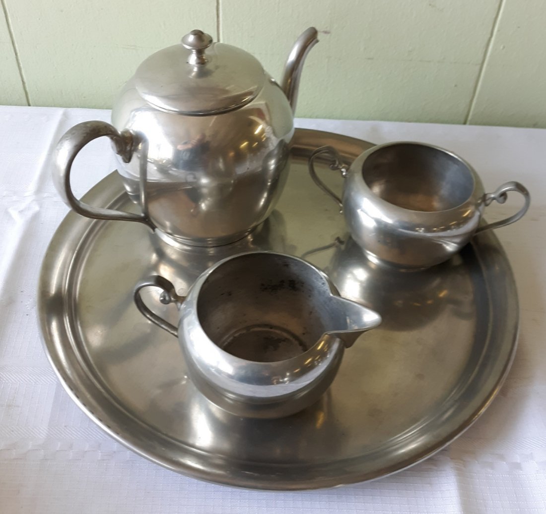 Pewter Tea Set & tray Cornwall & kirk (1 of 4)