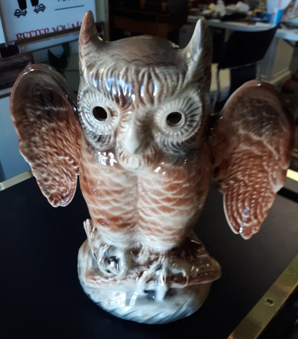 Ceramic Owl TV Lamp By Kron! mid century (1 of 4)