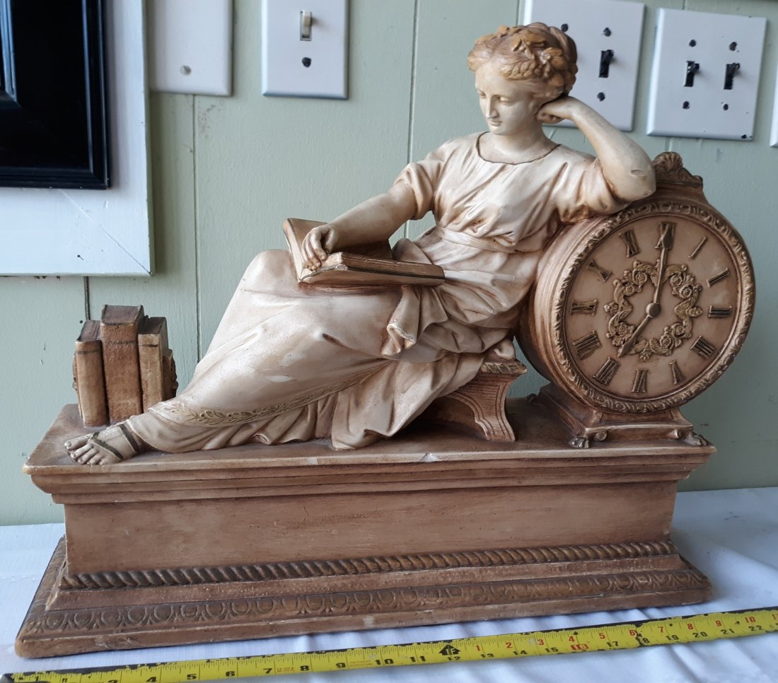 Mid Century Chalkware Lady Reclining w/book Statue (1 of 13)