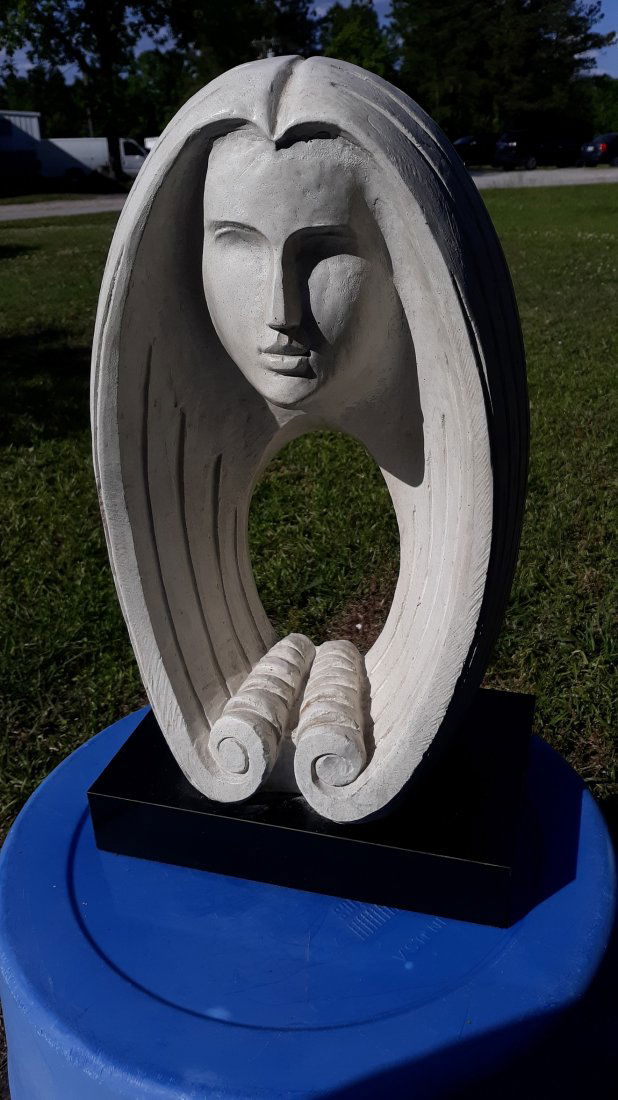 Large Woman's Face Bust Sculpture by D fisher Aust prod (1 of 4)