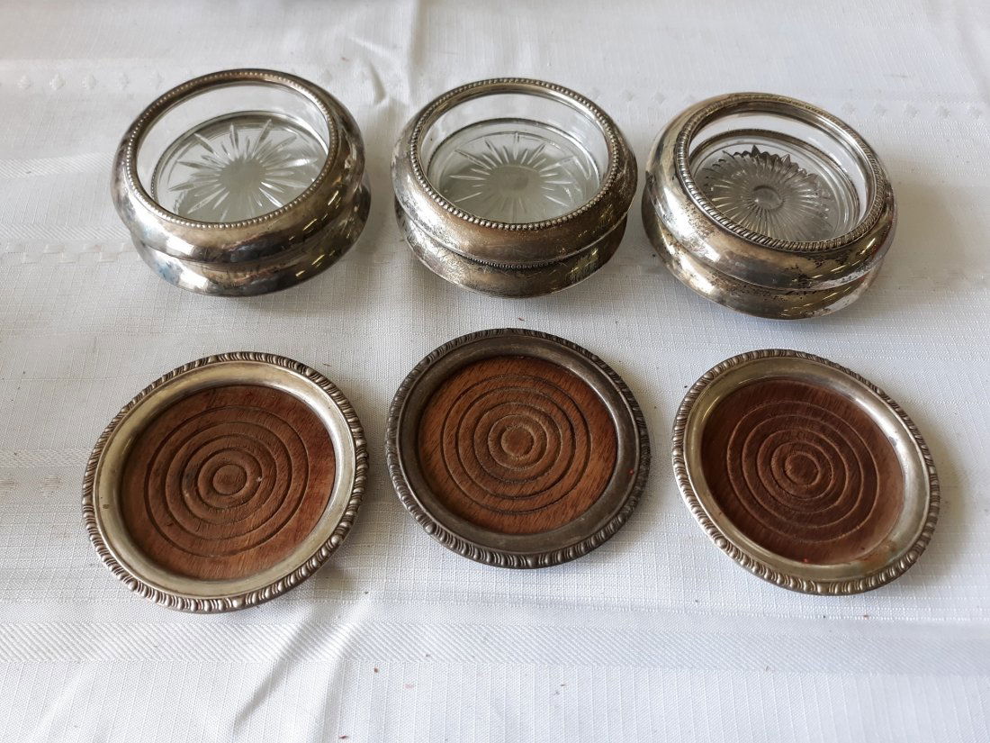 sterling coasters lot of 9 crystal too! (1 of 1)