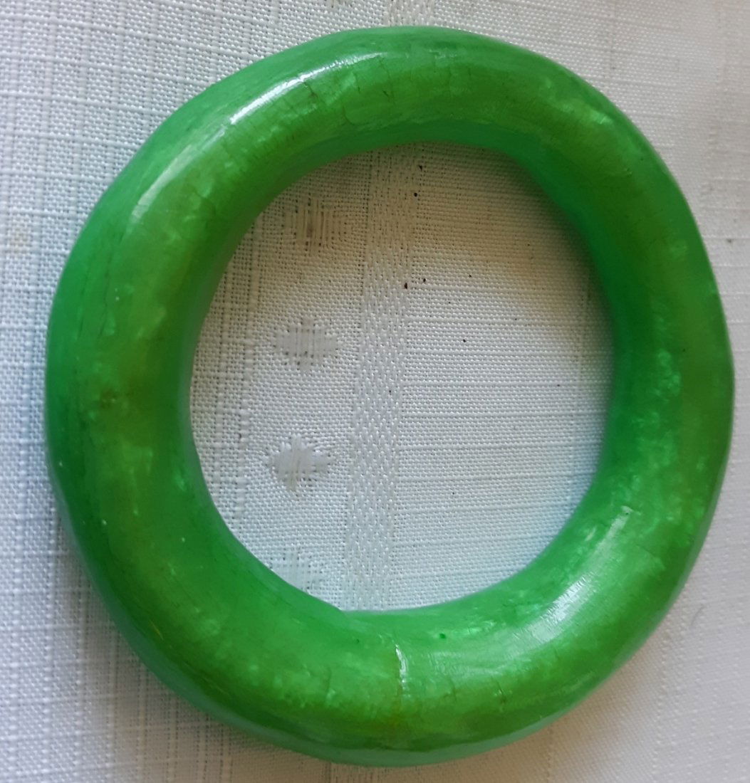 rare antique hand made bangle bracelet green 1930's ? (1 of 3)