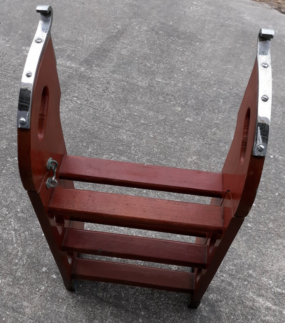 vintage mahogany / teak ? 6 step boat folding ladder (1 of 4)