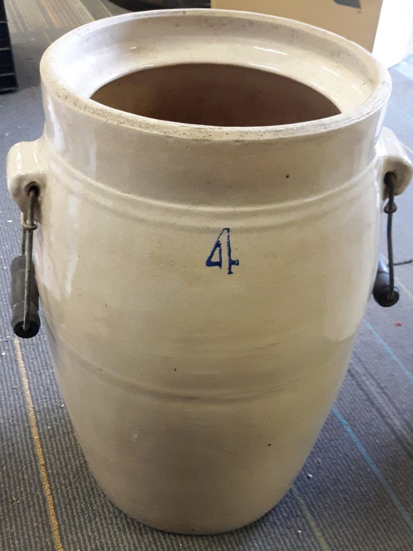 large #4 Butter Churn Crock w/Handles 16" (1 of 6)