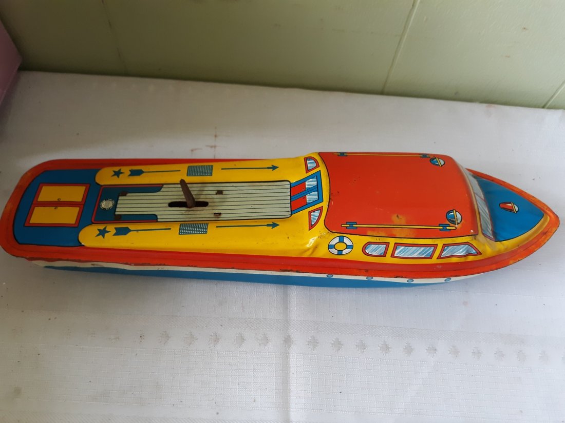 vintage tin litho wind up boat by ohio art nice! (1 of 5)