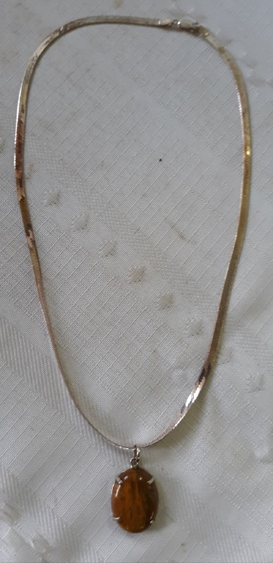 gorgeous sterling & jasper cabochon necklace 18" (1 of 3)