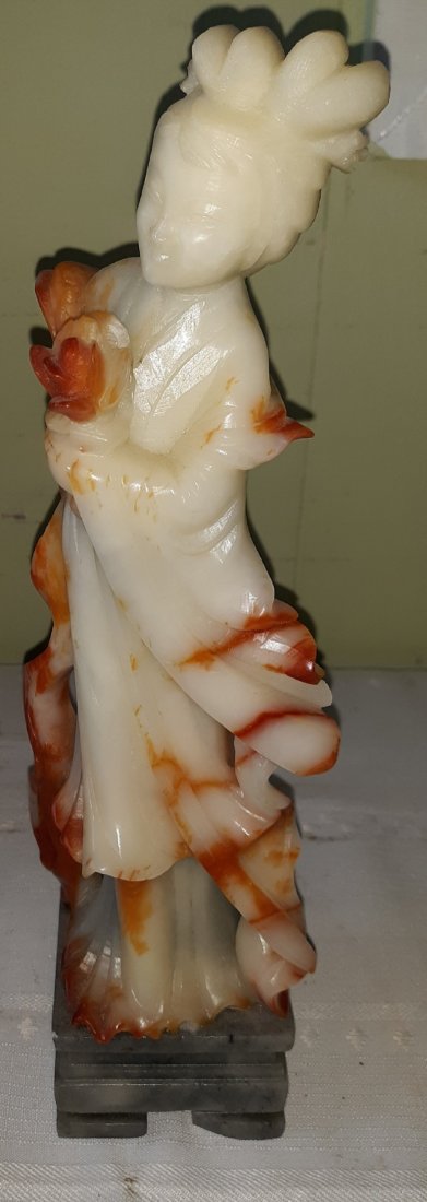 antq carnelian orange /white jade carved geisha statue (1 of 6)
