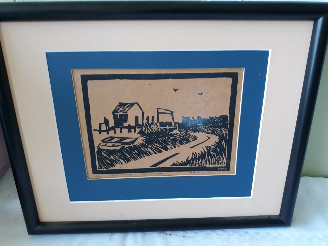 Block Print Rare Rebecca Patman Ocracoke Island (1 of 3)