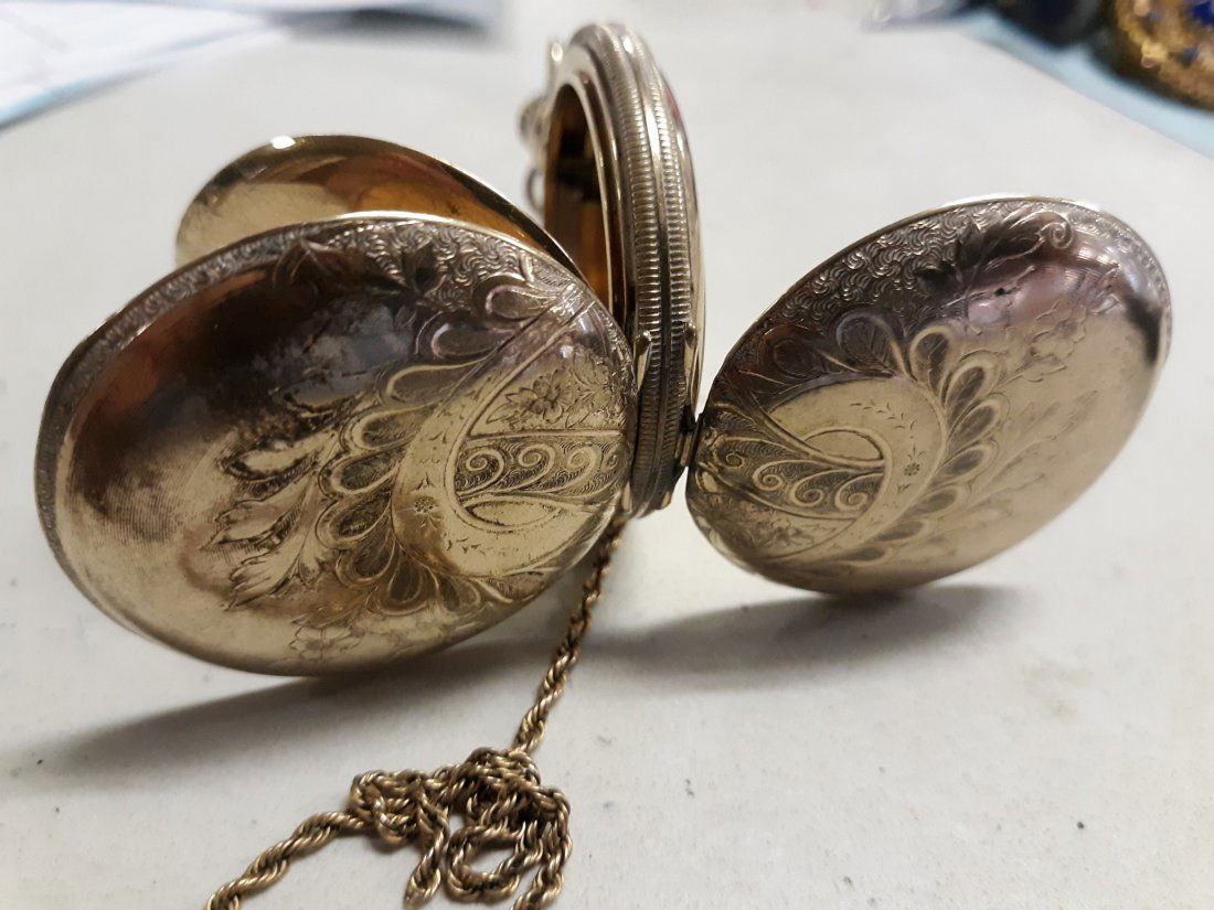 antique pocket watch case w/chain 20 yr (1 of 6)