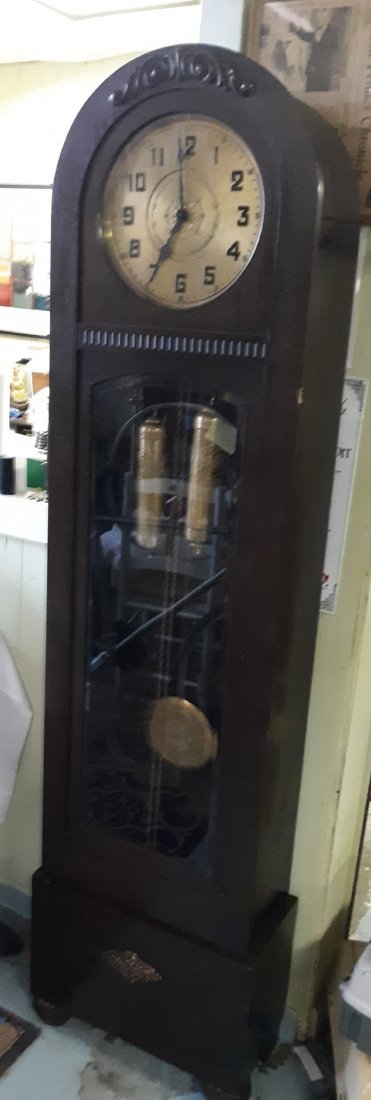 German Antique Grandfather Clock solid oak case works! (1 of 9)