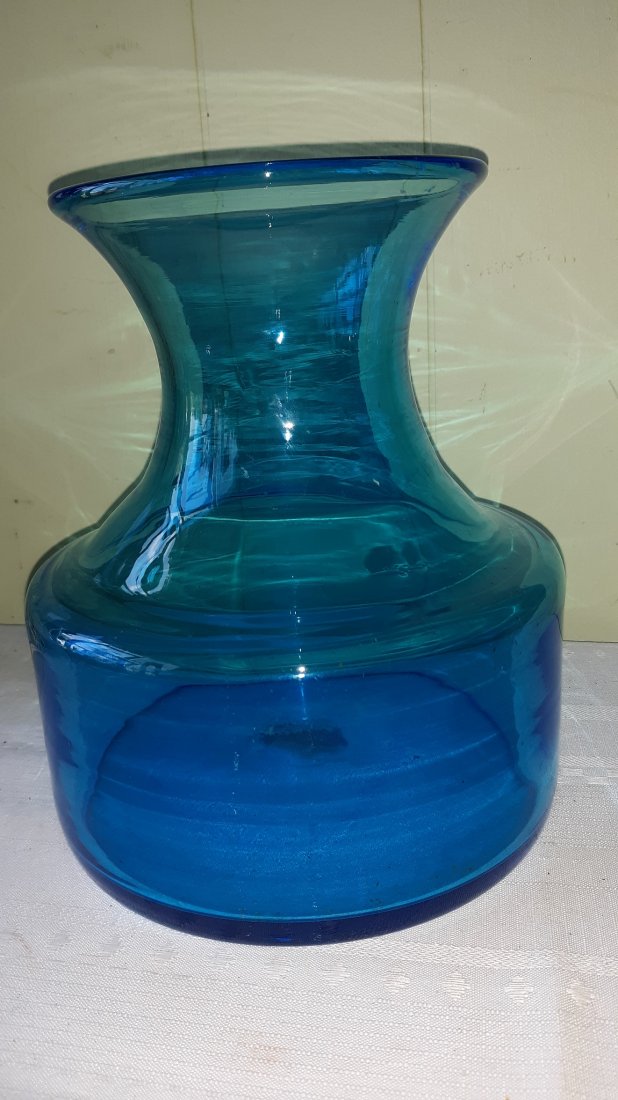 Blenko? Glass Large Vase art glass Blue (1 of 3)