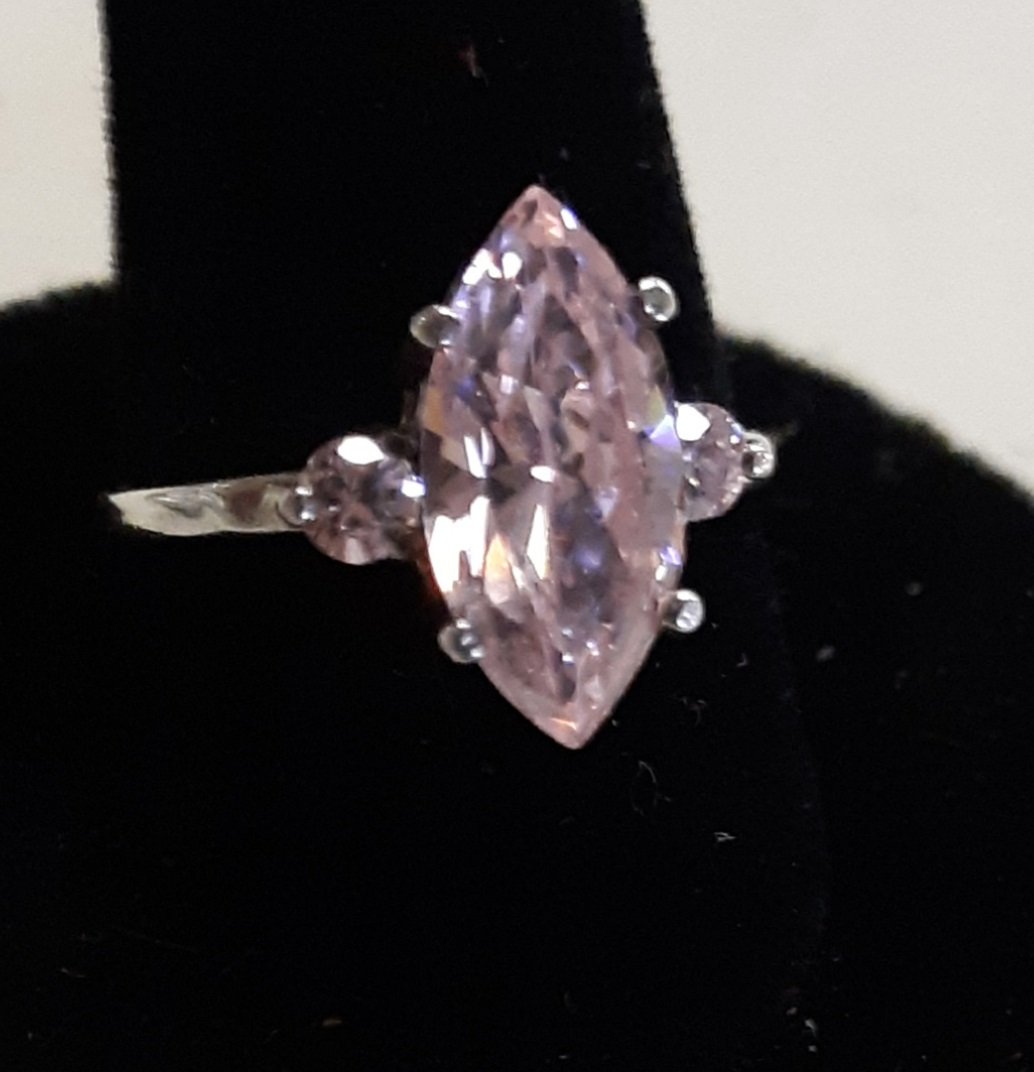 Ring Sterling & Pink CZ Gorgeous Size 7: from estate gorgeous pink cz's set in sterling size 7 see pics not sure if lab created or natural