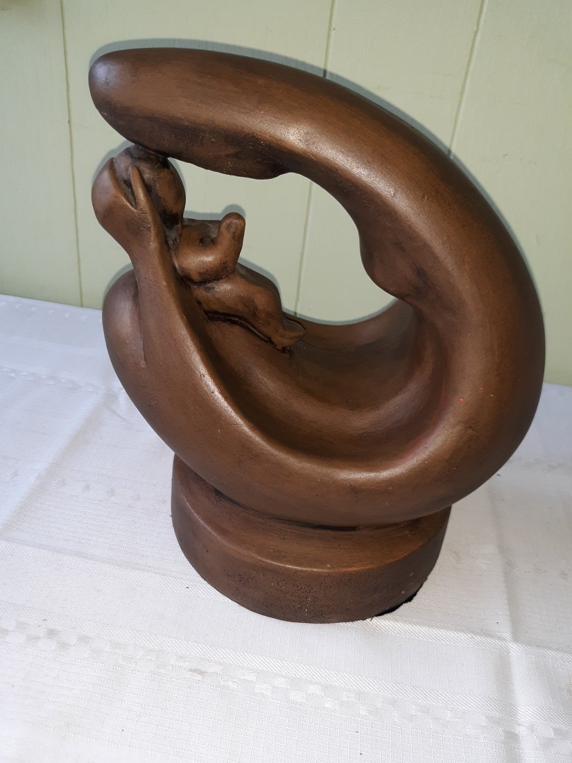 MCM chalkware mother w/baby child sculpture (1 of 5)