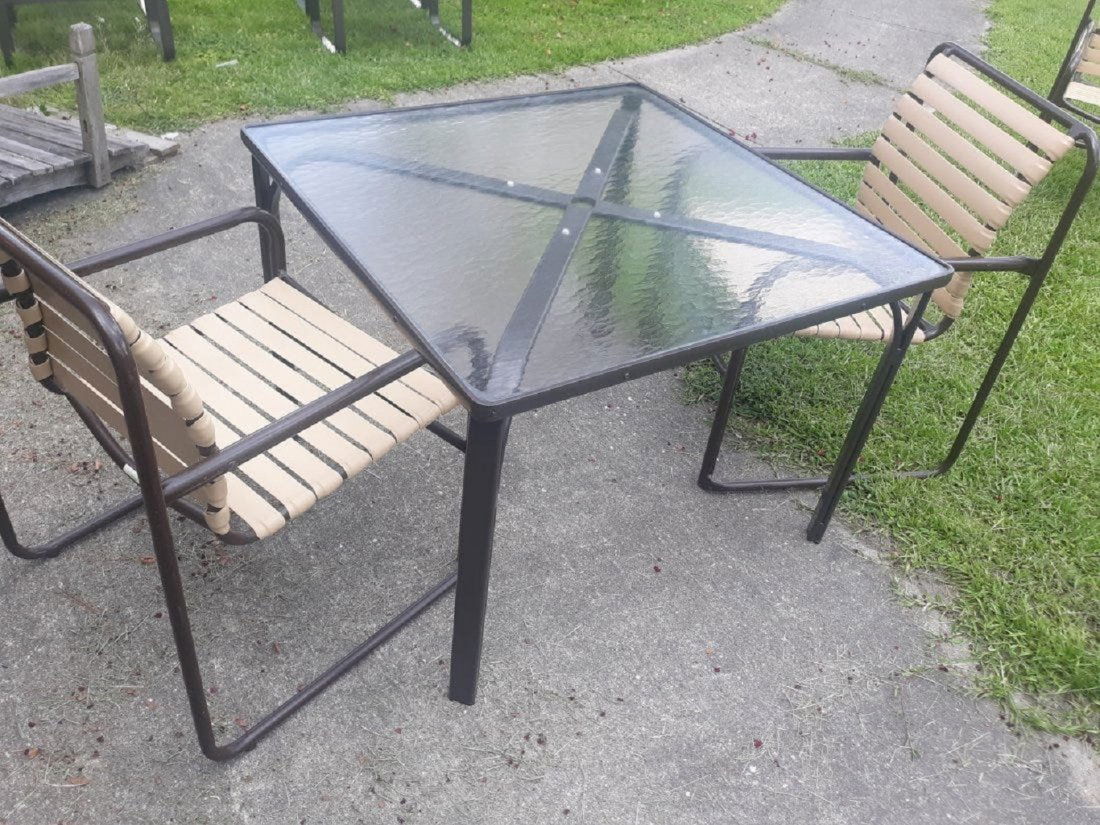 patio furniture table & 2 chairs vinyl B Jordan (1 of 3)