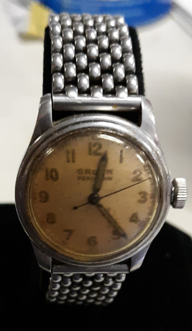 gruen veri thin ww II watch military style working!: from estate rare gruen veri thin watch mechanical wind working some yellowing of crystal but nice overall working condition see pics
