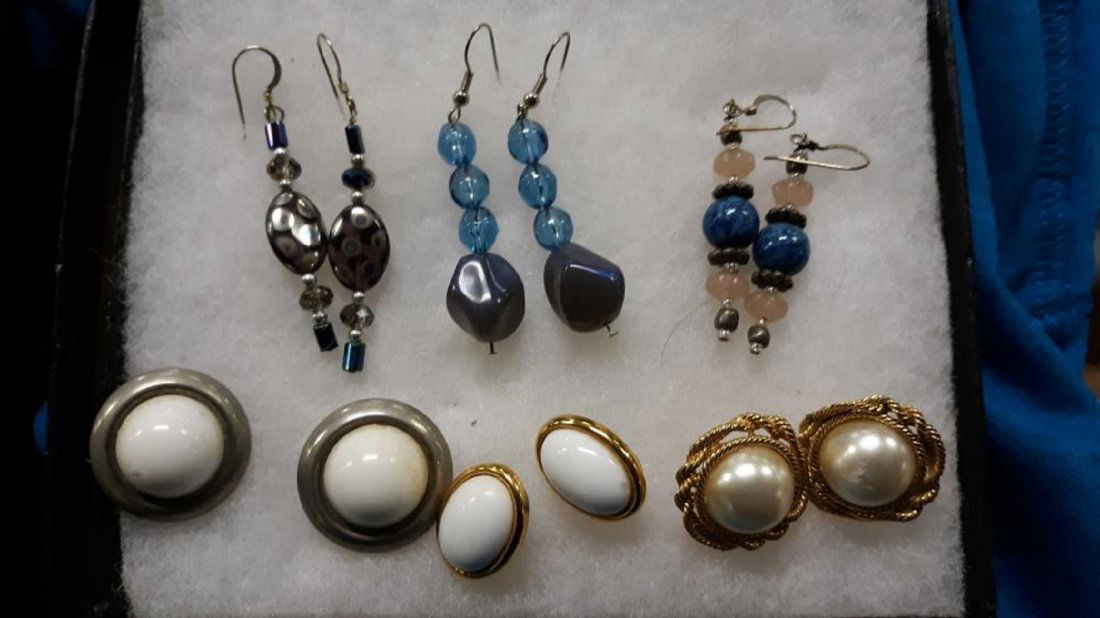 Earrings Lampwork Beads,Trifari, lot of 6 pierced (1 of 2)