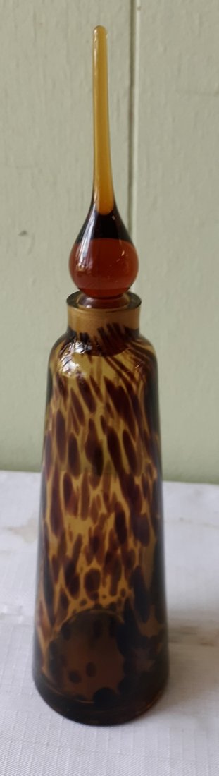 vintage glass perfumer w/stopper faux tortoise shell (1 of 4)