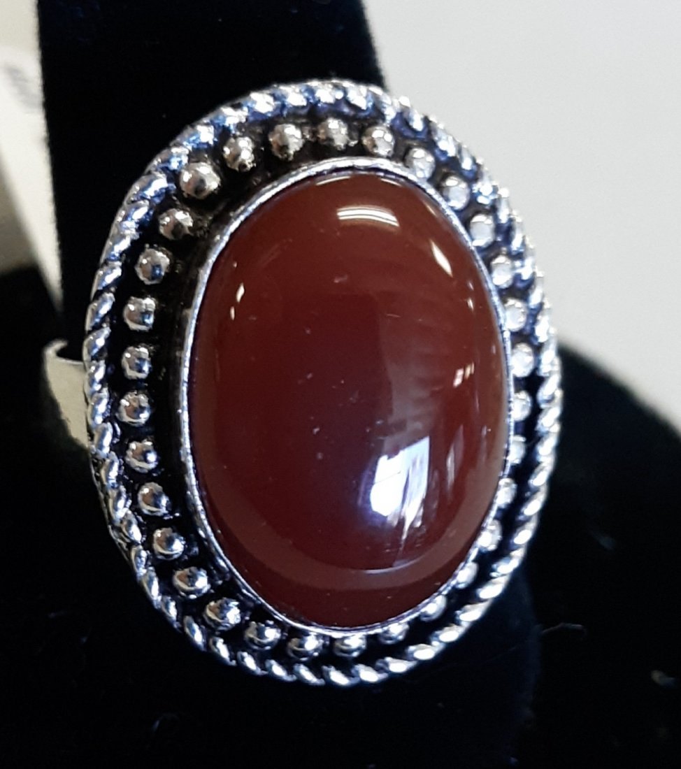red onyx german silver? ring sz 8 (1 of 3)