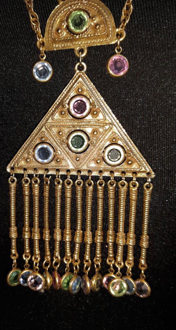 beautiful aztec style jeweled necklace 28" (1 of 3)