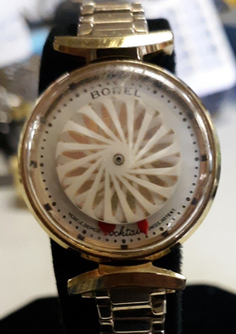 Ernest Borel Cocktail Art Deco Watch Kaleidoscope: rare kaleidoscope motion watch by ernest borel beautiful conditon but needs stem ha crown for stem some light crystal scratches nice band by spiedel too! syncron 26. 17 jewel clear view on back see pi