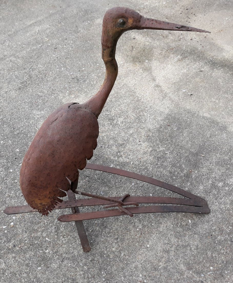 vtg metal heron shore bird sculpture (1 of 5)