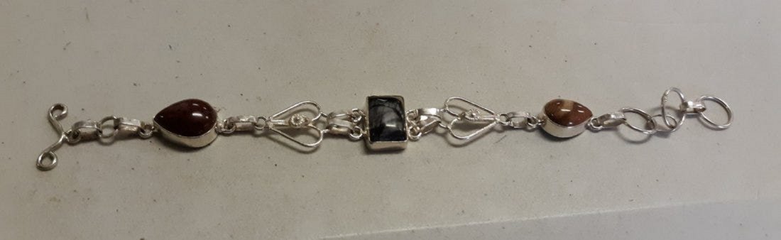 Sterling & multi stone bracelet 6"- 7 1/2" (1 of 3)
