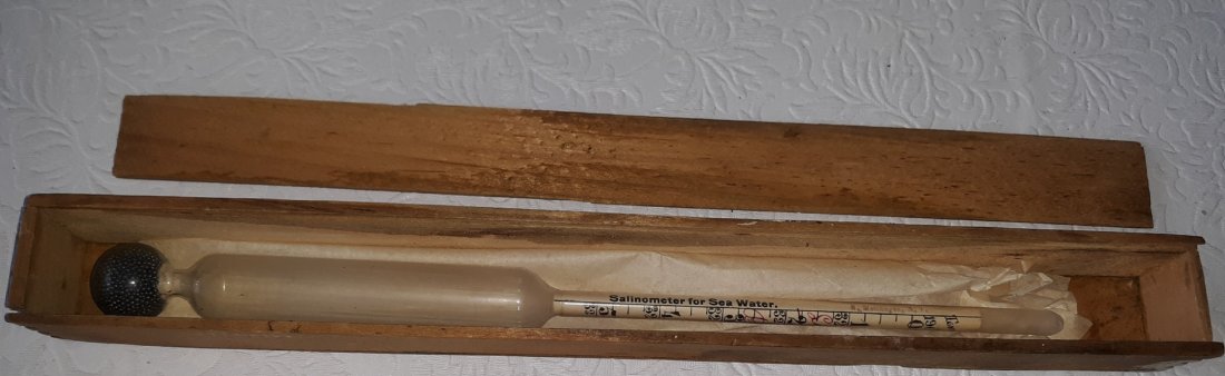 antique steam ship glass salinometer boiler test: great antique salinometer for testing water for steamship boilers in its orig box check out the pics 12" long box