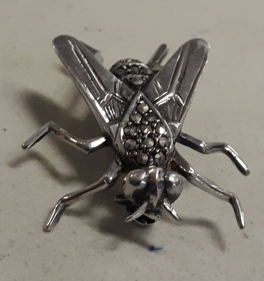 rare germany US zone sterling & marcasite fly pin (1 of 5)