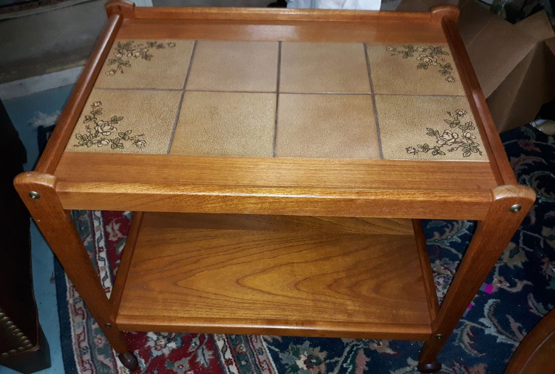 vintage danish teak rolling cart trolley Mint (1 of 4)