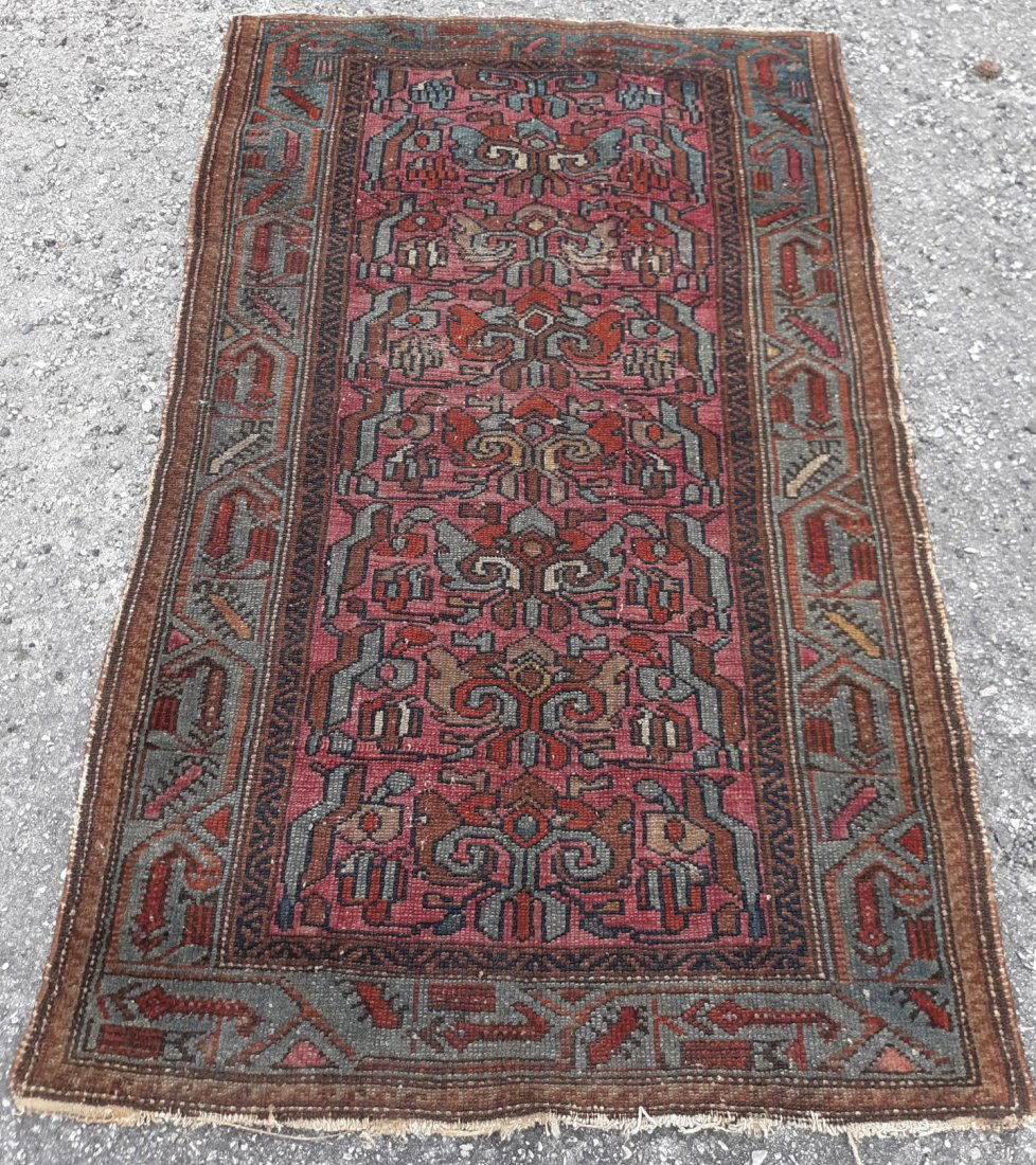 rare antique 1800's bakshaish veg dye persian rug: fantastic antique vegetable dye rug 1800's era fabulous muted vegetable dye colors age correct wear see pics 55" x 32" don't miss this one