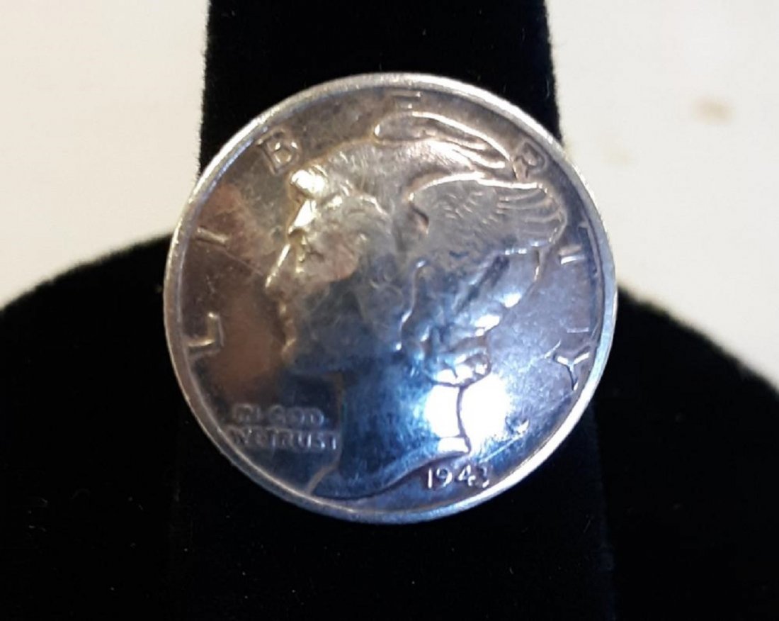 Ring 1943 Mercury Dime Ring vintage Sz 6 (1 of 3)