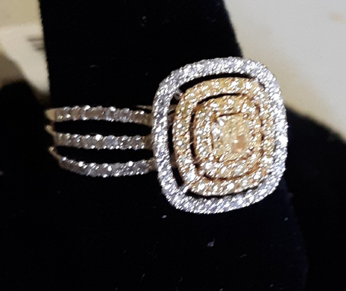 rare natural yellow diamond ring 18K w/appraisal (1 of 5)