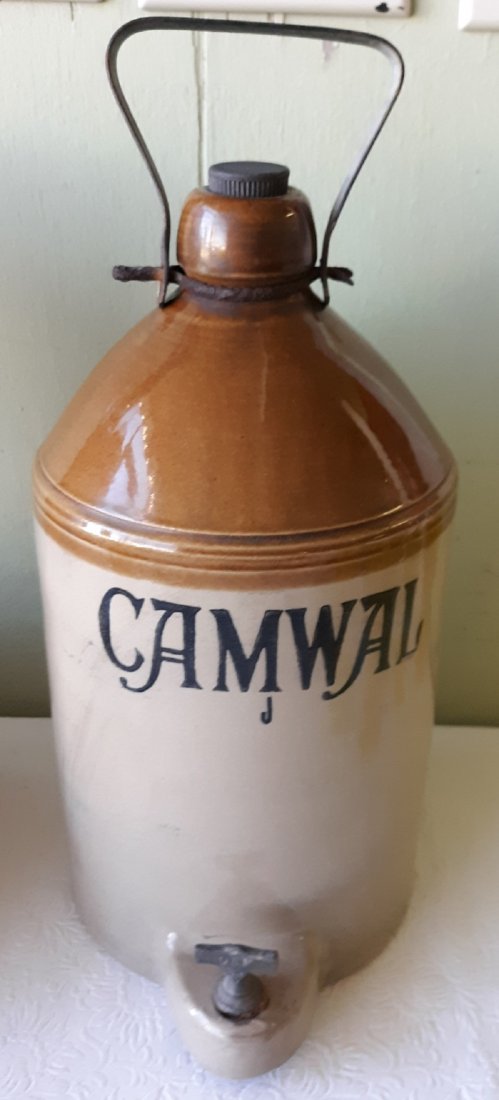 antique stoneware jug crock cider jug w/spout (1 of 4)