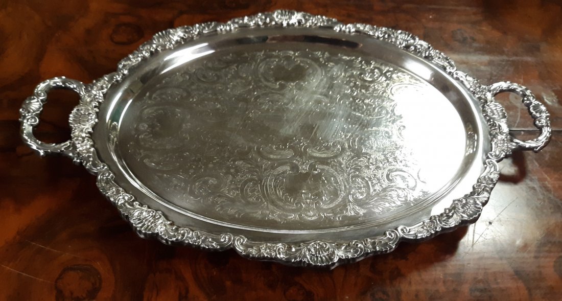 Ornate Silver serving tray platter by Poole (1 of 7)