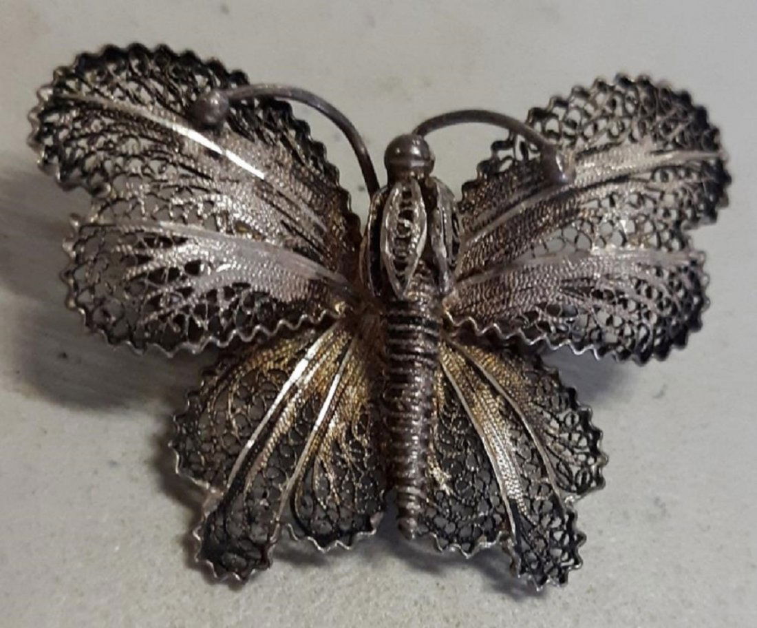 Antique Silver Filigree Brooch Victorian ! butterfly (1 of 3)