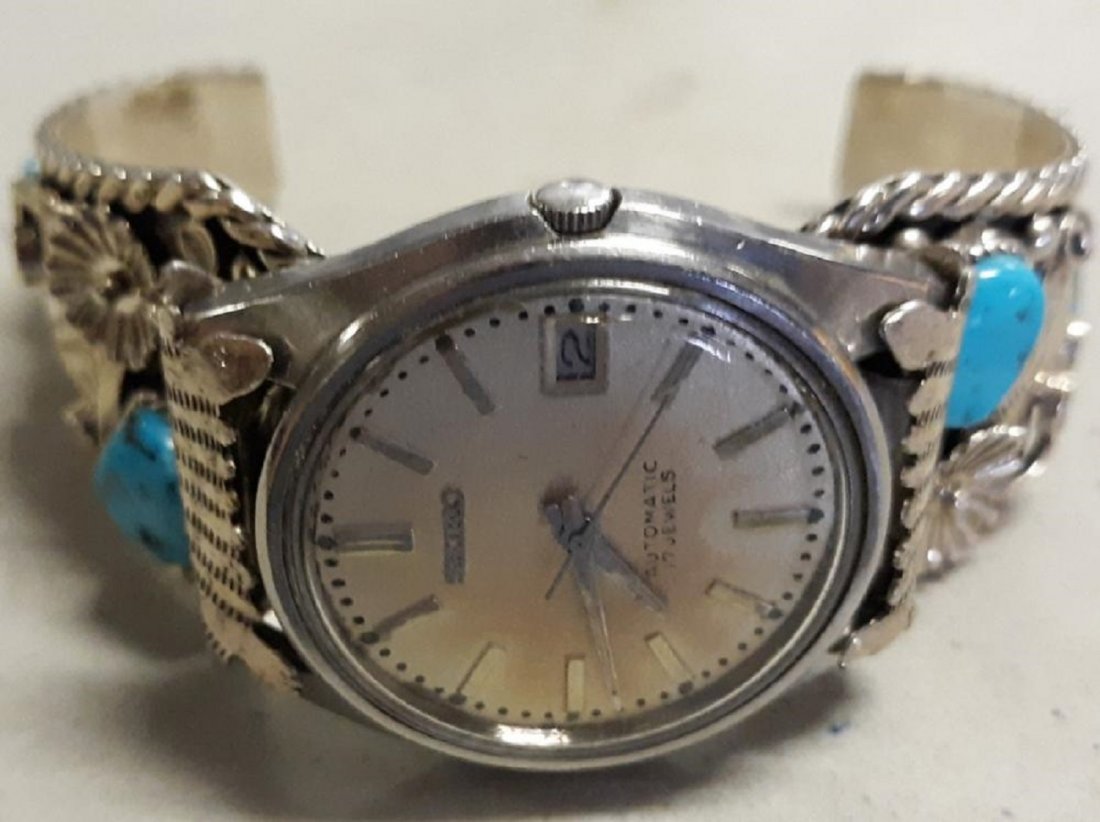 Harry Yazzie Sterling Cuff & Seiko /Bracelet (1 of 5)