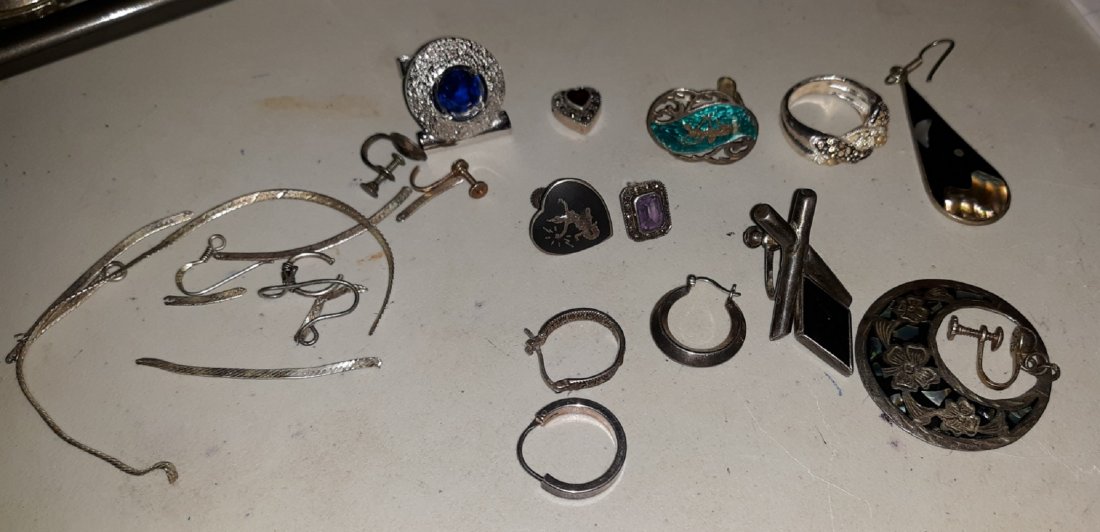 sterling silver lot earrings,ring,cufflink pineda (1 of 3)