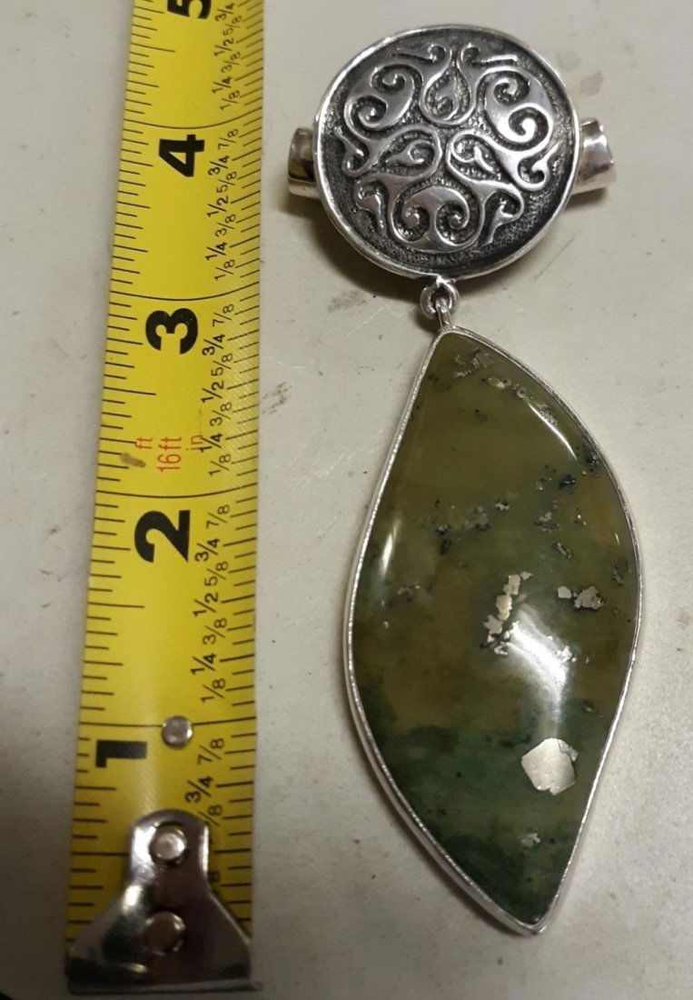 Sterling & Serpentine Slide Necklace Drop 4 1/4" (1 of 3)