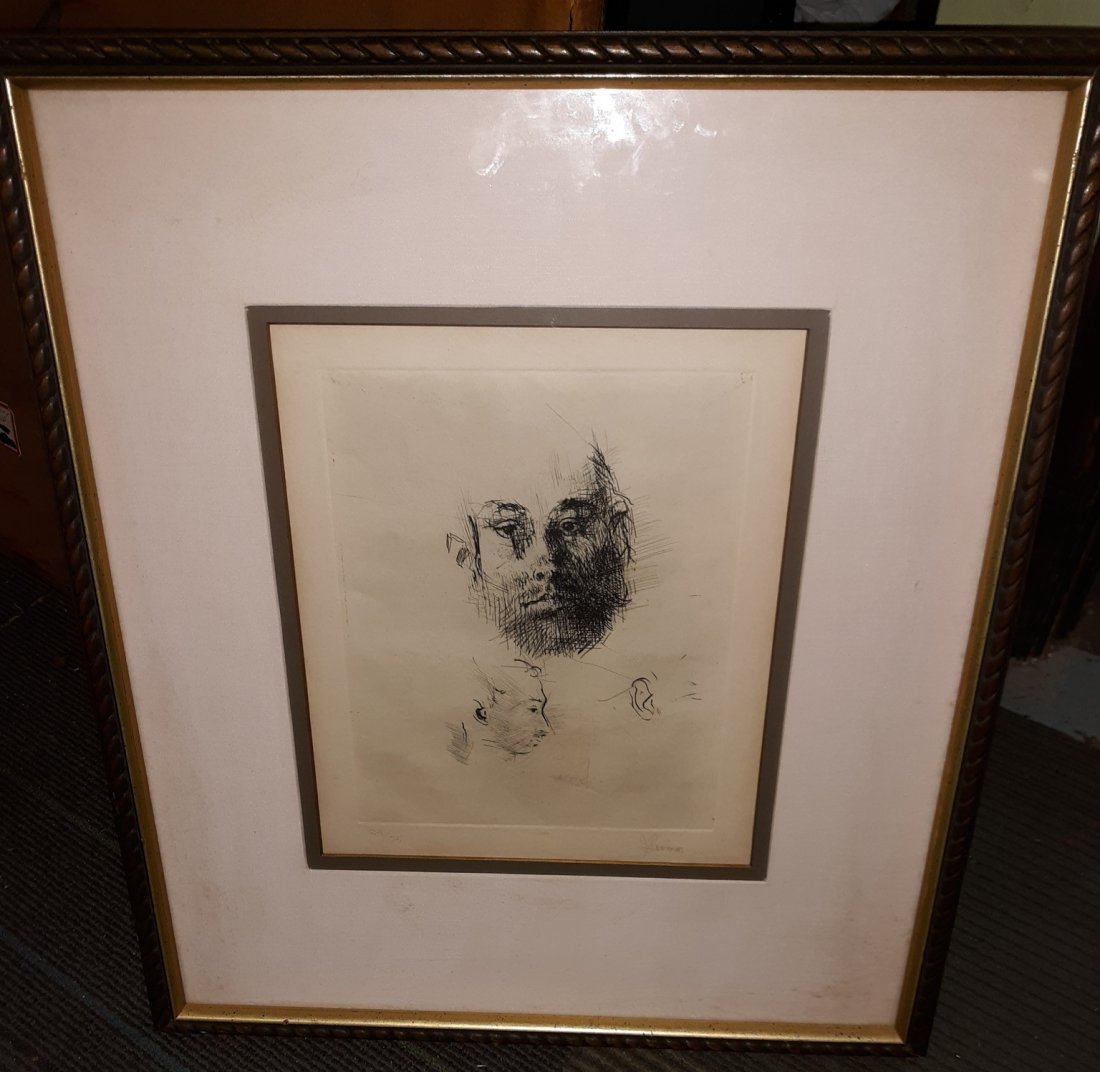 jack levine soft etching studies #34 of 75 art: low edition #34 of only 75 Jack Levine etching nicely framed 18 1/2" x 21 1/2" framed size see pics