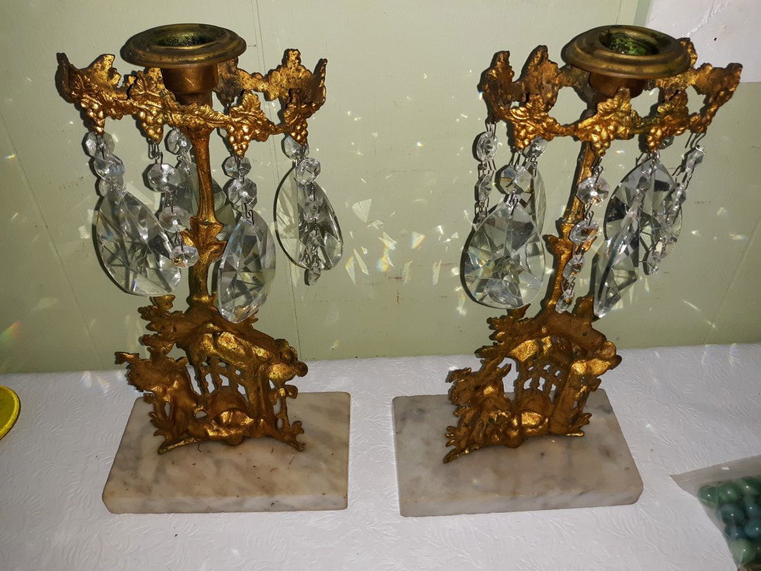 rare 1860's Cornelius co Brass bear & beehive Girandole (1 of 4)