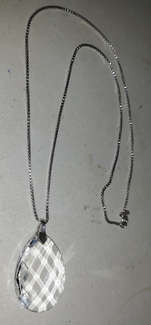 sterling box link chain w/Swarovski crystal necklace (1 of 3)