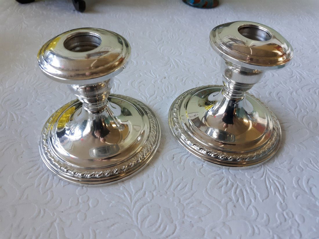 sterling pair of candle holder candle sticks (1 of 4)
