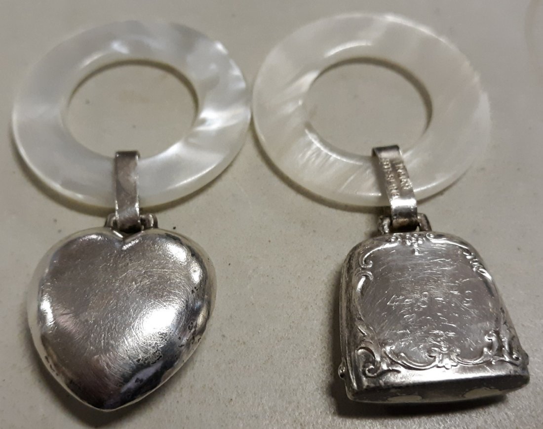 Antique sterling baby rattles pair inman+ (1 of 2)