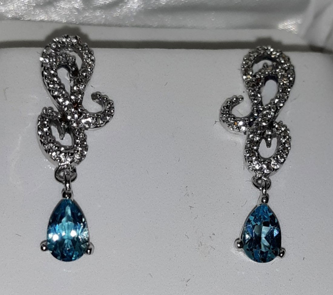 sterling & pear cut blue topaz & sapphire earrings (1 of 3)