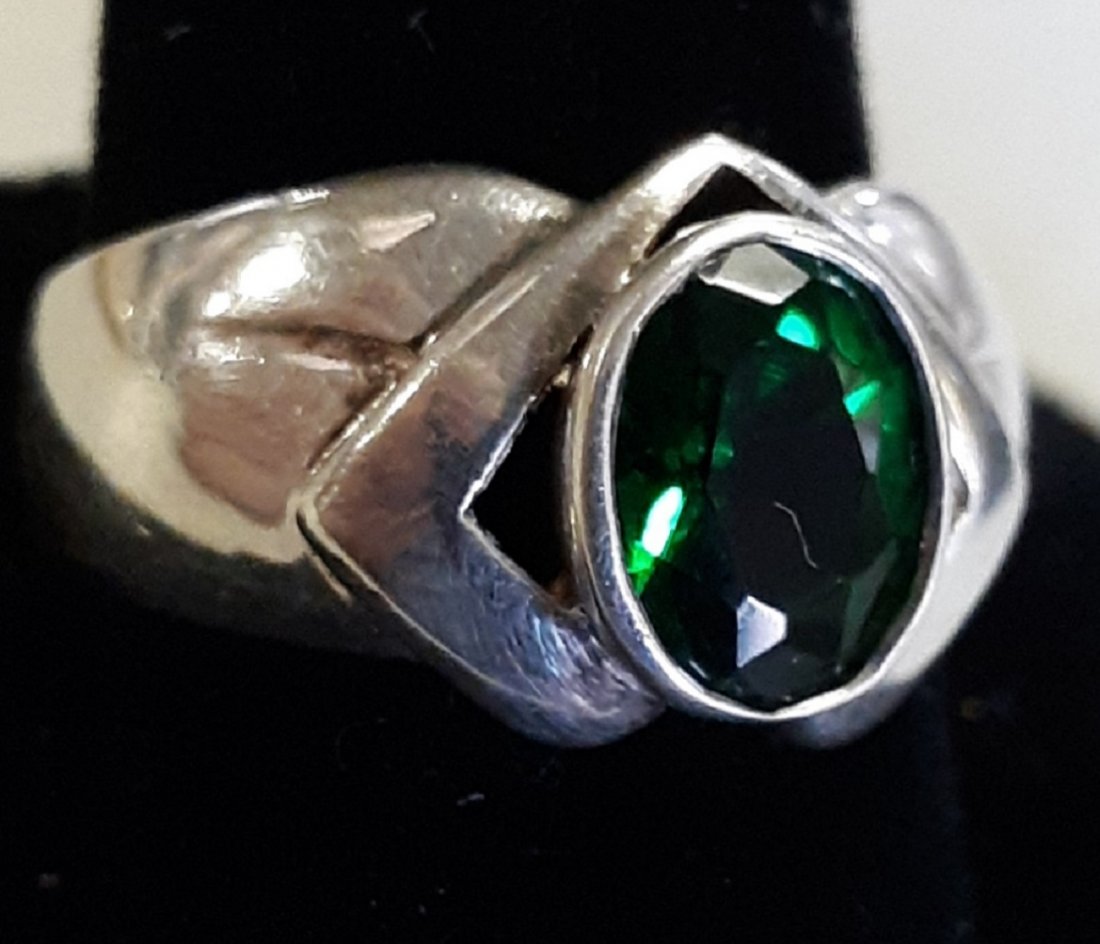 Sterling & emerald ring vintage from estate! gorgeous (1 of 3)