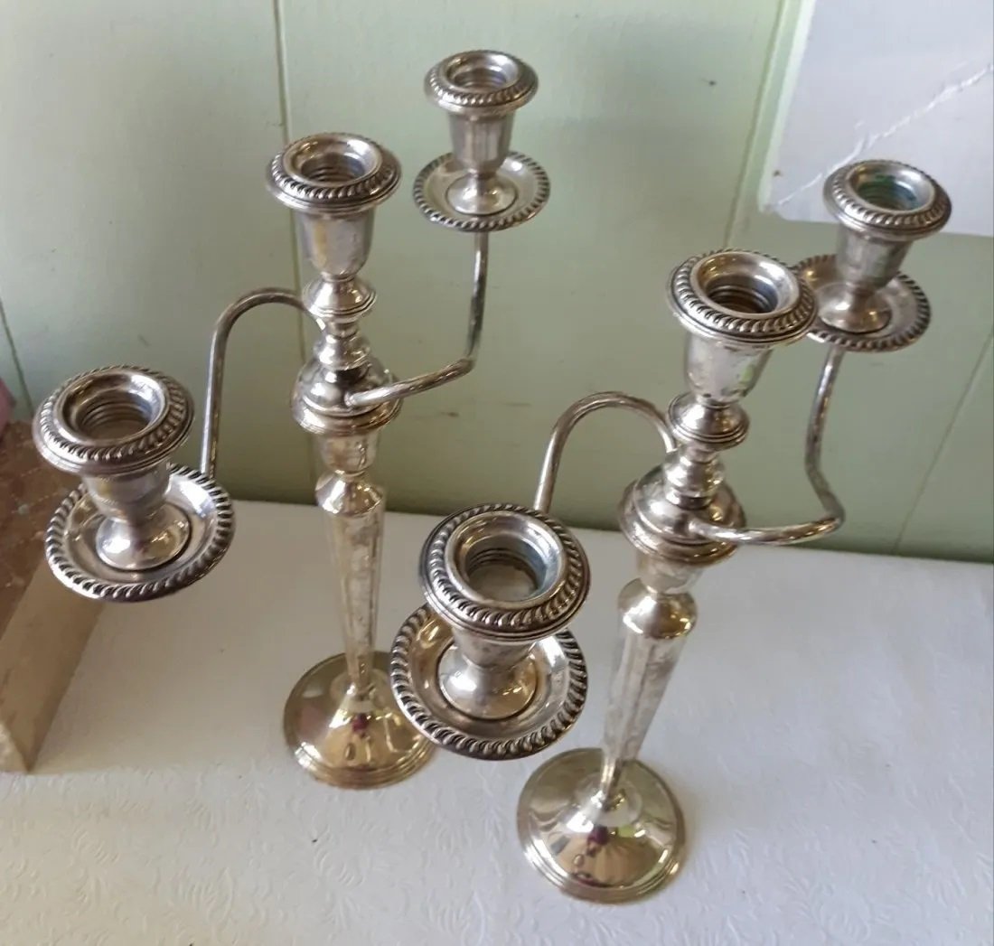 Candelabras sterling silver vintage pair 3 lb 14.9 oz (1 of 3)