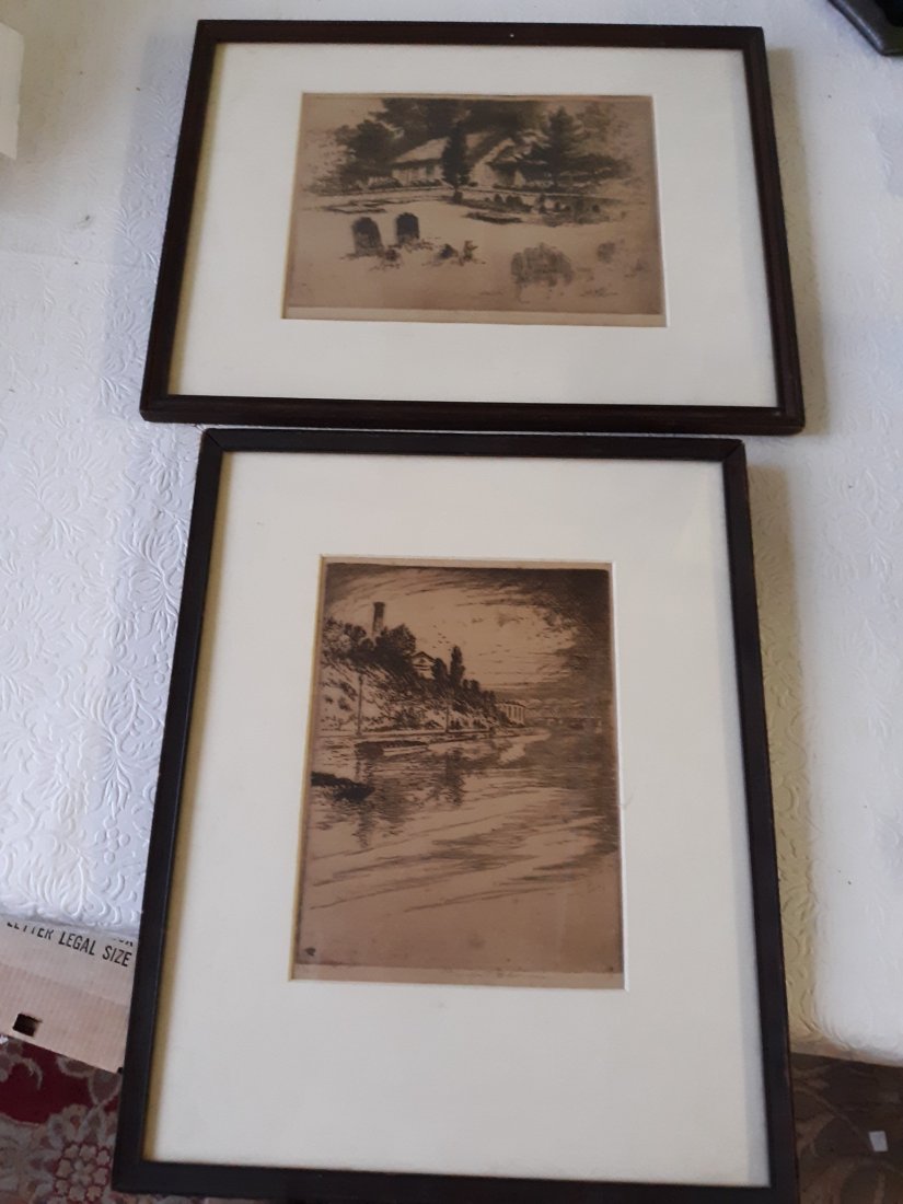George Plowman Etchings 1869-1932 Pair! (1 of 5)